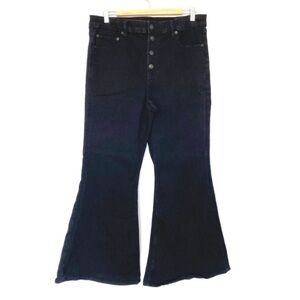 American Eagle Festival Flare Jeans Next Level Stretch Button Fly 16 Short Black